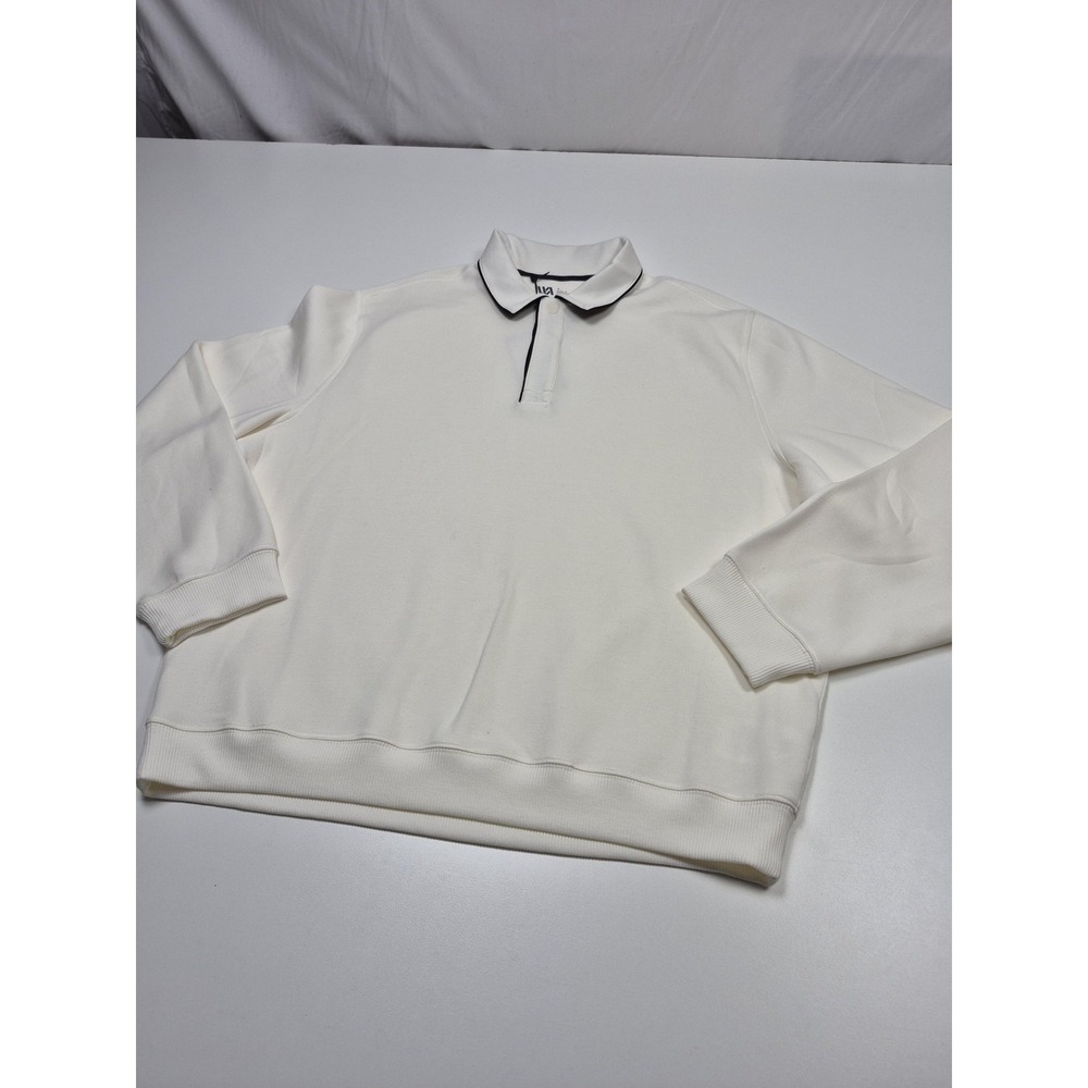 VRST Rugby Polo Shirt Mens L White Pinnacle Long Sleeve Stretch Knit Performance - Picture 2 of 13